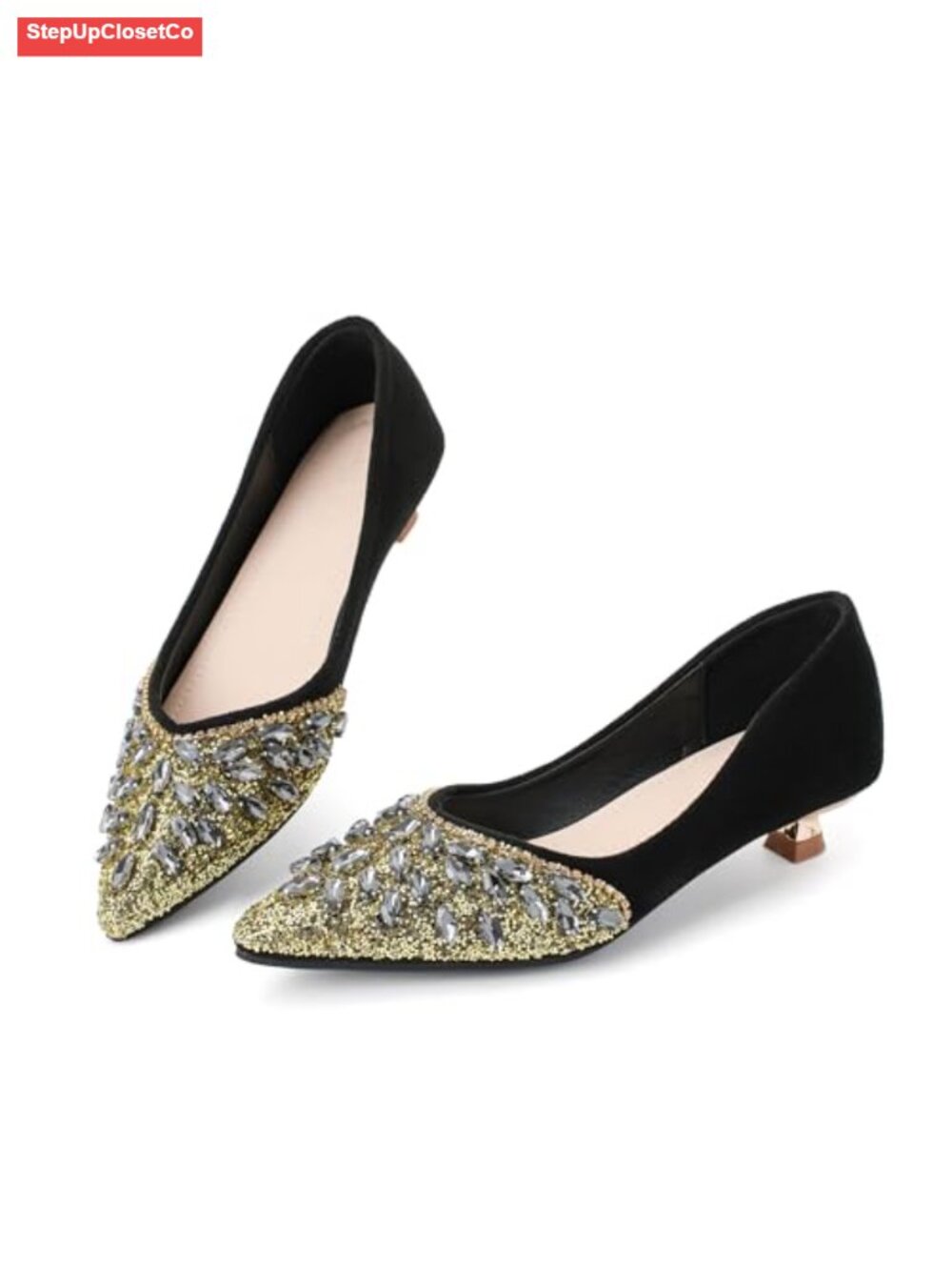 Women's Kitten Heel Pointed Toe Slip On Pump